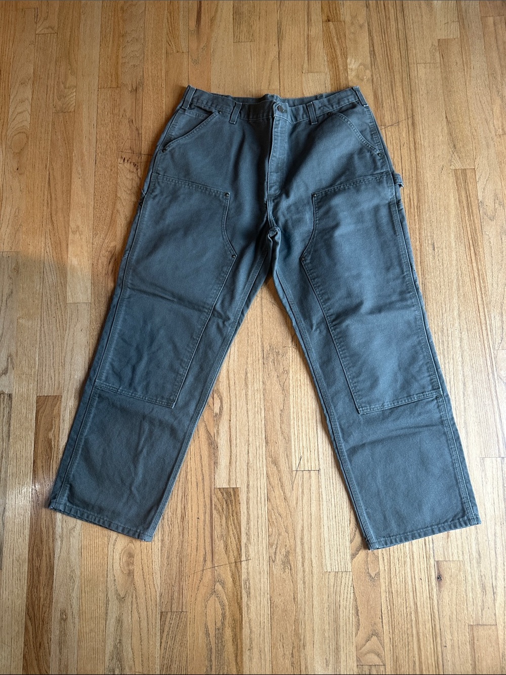 Men's Green Carhartt Carpenter  Double Knee Pants - Durable Cotton Canvas 38x30